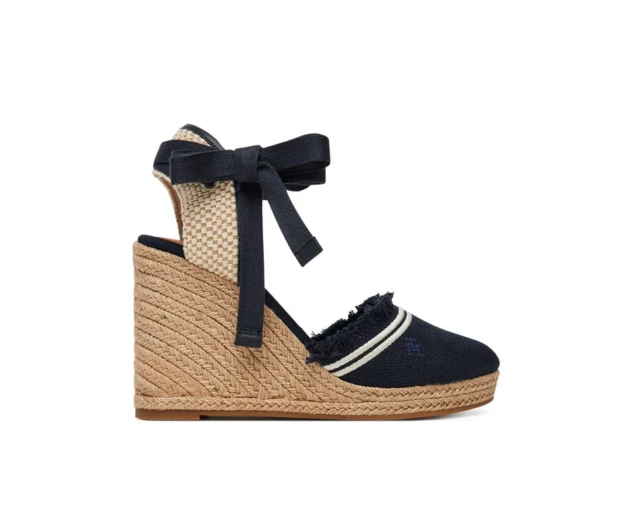 obrazek 1 Tommy Hilfiger Espadryle Fringe Canvas High Wedge FW0FW08878 Granatowy
