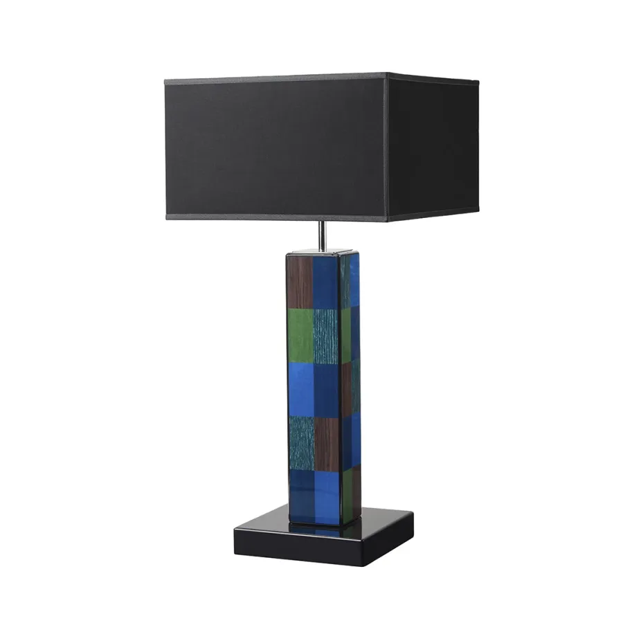 obrazek 1 Piękna stylowa lampa stołowa wykonana z drewna i inkrustowanego forniru