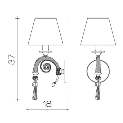 Zdjęcie Stylowa lampa ścienna z jednym światłem z kokardą i kloszem - Il Paralume Marina