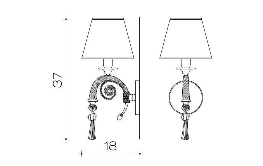 obrazek 1 Stylowa lampa ścienna z jednym światłem z kokardą i kloszem - Il Paralume Marina