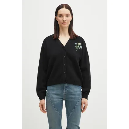 Zdjęcie Kenzo kardigan wełniany Jungle Flower damski kolor czarny ciepły FF52CA4993CN.99J