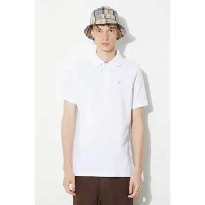 Zdjęcie Barbour polo bawełniane Tartan Pique Polo kolor biały z aplikacją MML0012