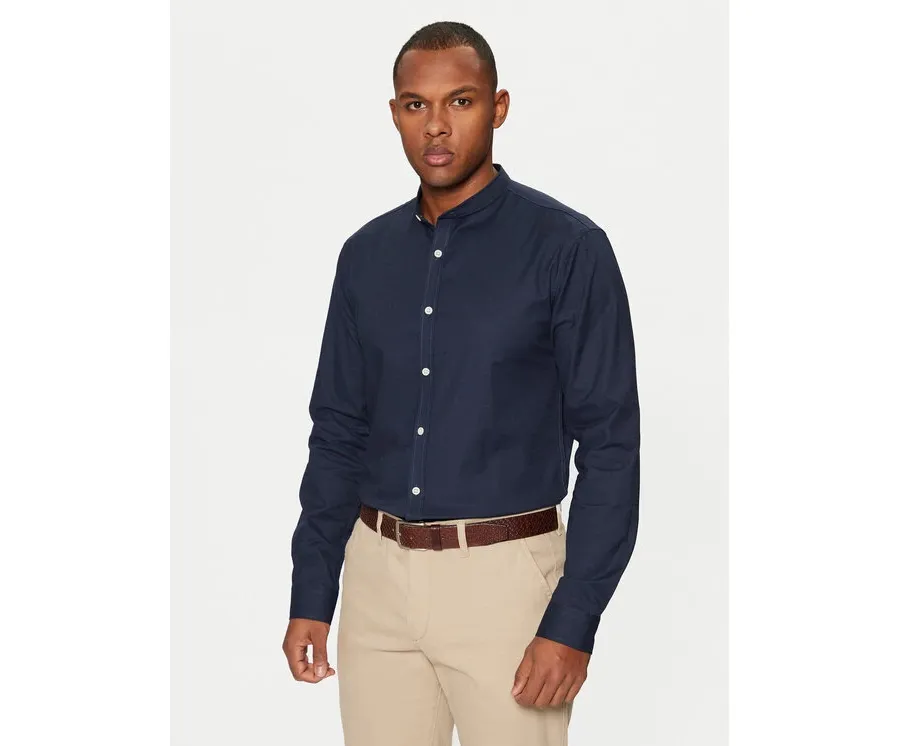 obrazek 1 Lindbergh Koszula Oxford Manderin Superflex 30-203174A 1202431 Granatowy Slim Fit