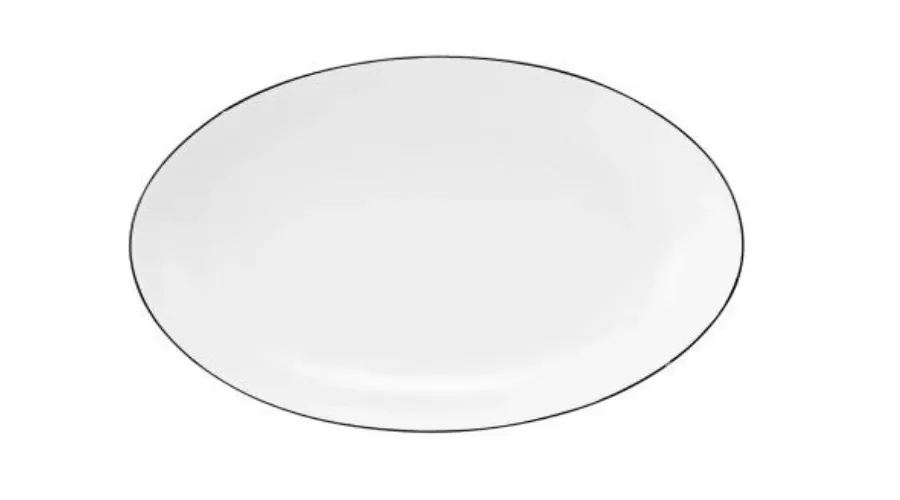 obrazek 1 Porcelanowy owalny półmisek do serwowania z czarną obwódką w stylu klasycznym - Tettau