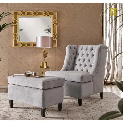 Zdjęcie Luksusowy włoski fotel + pufa + lampa do salonu