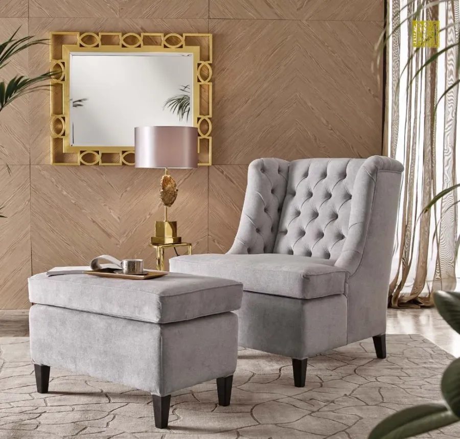 obrazek 1 Luksusowy włoski fotel + pufa + lampa do salonu