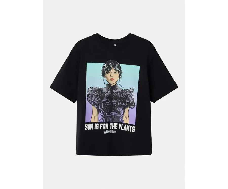 obrazek 1 NAME IT T-Shirt Farra Wednesday 13240881 Czarny Standard Fit