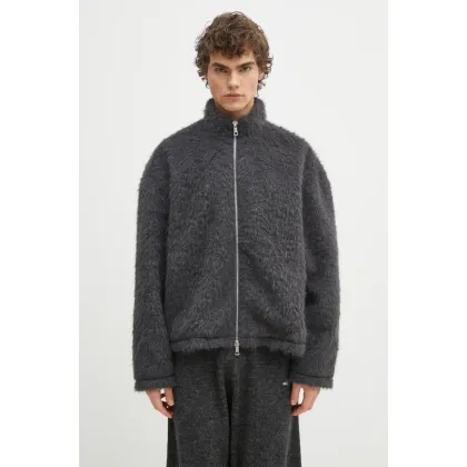 Zdjęcie MKI MIYUKI ZOKU kurtka Faux Alpaca Track Jacket kolor szary przejściowa oversize FAUX.ALPACA.TRACK.CH