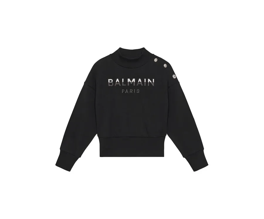 obrazek 1 Balmain Bluza BV4A90-Z0081 Czarny Regular Fit
