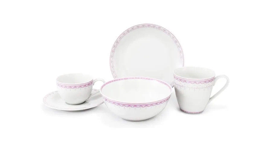 obrazek 1 Piękny 5-elementowy komplet śniadaniowy z porcelany w kolorze różowym z kolekcji HyggeLine – wariant 2 – Leander