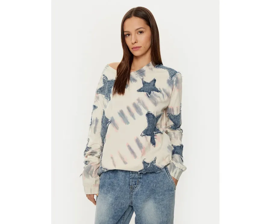 obrazek 1 One Teaspoon Bluza Denim Star 26795C Beżowy Relaxed Fit