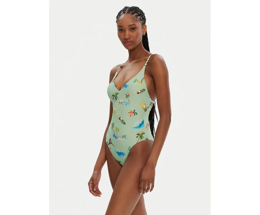 obrazek 1 Seafolly Strój kąpielowy Isla Palm 11071-216 Zielony