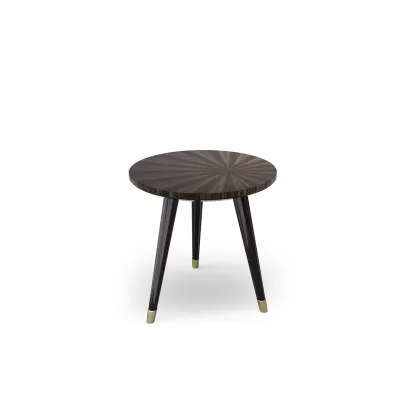 Zdjęcie Klasyczny włoski stolik z hebanowym blatem Macassar i metalowymi końcówkami - Bianchini