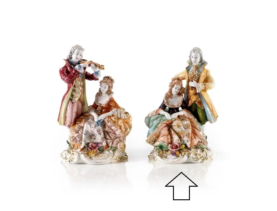 picture 1 Stylish ceramic figure in the baroque style of a couple - a man and a lady - Ceramiche ML