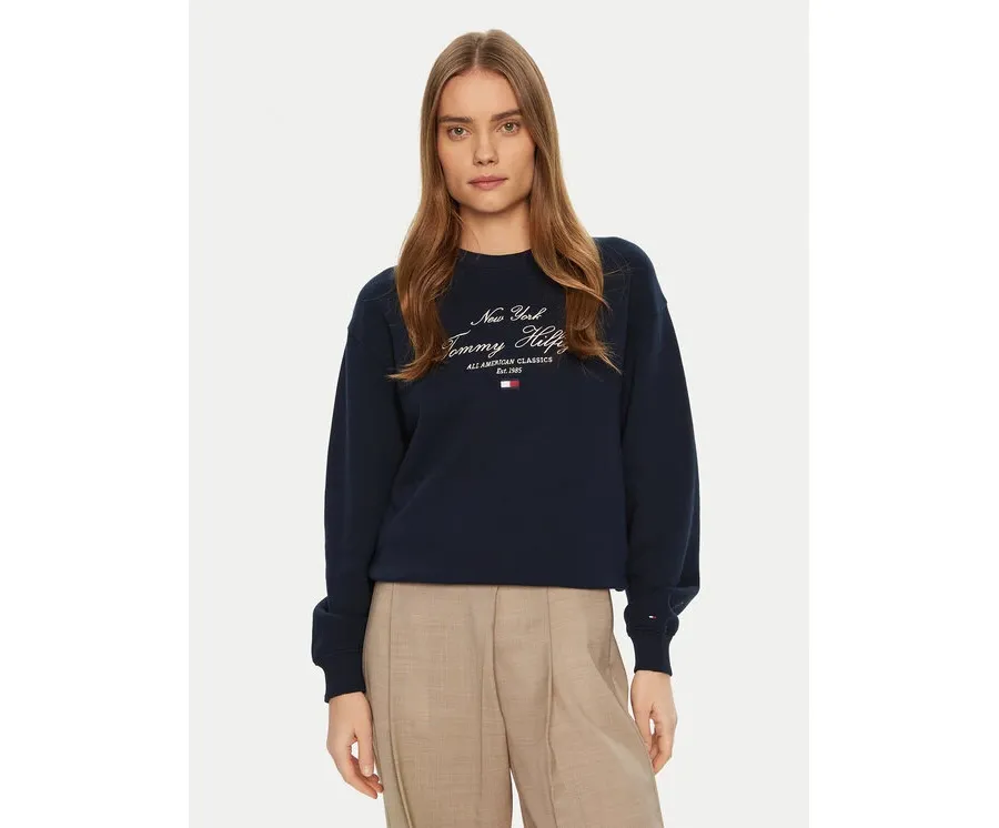 obrazek 1 Tommy Hilfiger Bluza Modern Script WW0WW43844 Granatowy Regular Fit