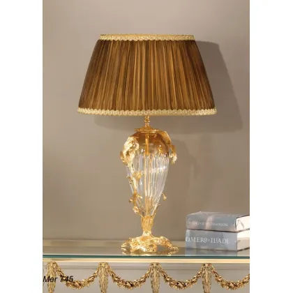 Zdjęcie Lampa stołowa ze złotego mosiądzu i kryształu