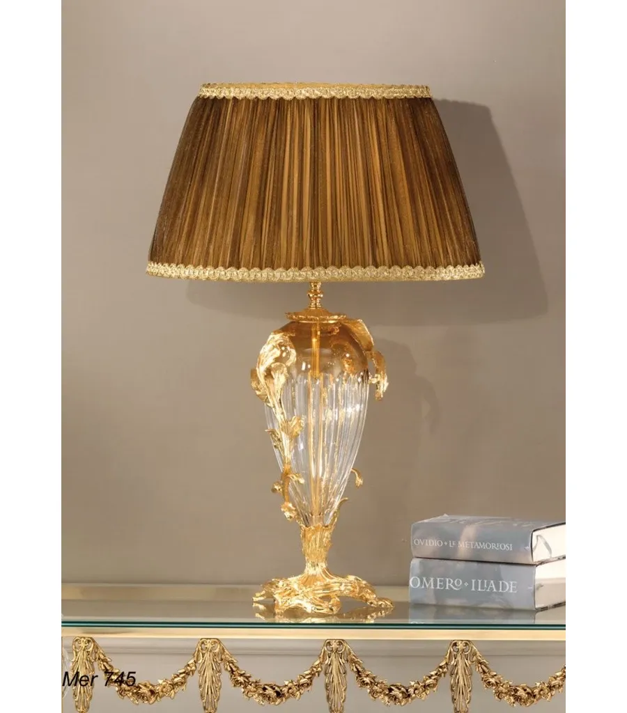 obrazek 1 Lampa stołowa ze złotego mosiądzu i kryształu