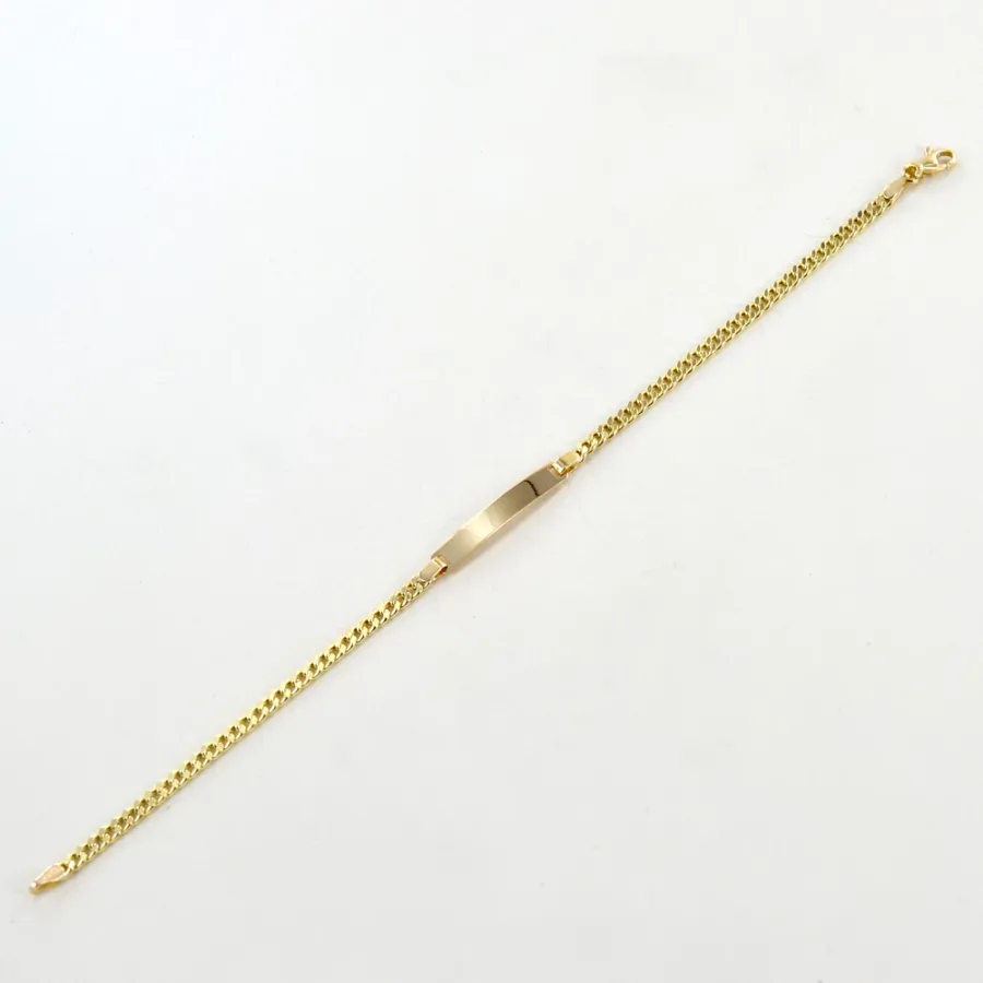 obrazek 2 Bransoletka męska z żółtego złota z blaszką groumette (18 cm)