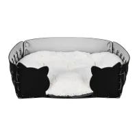 Zdjęcie Stylowe czarne legowisko dla kota 45x30xH15 cm wykonane z naturalnej skóry