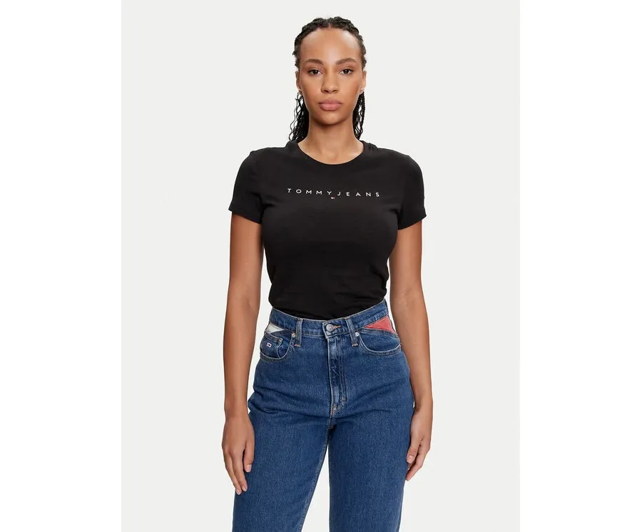 obrazek 1 Tommy Jeans T-Shirt Linear DW0DW18398 Czarny Slim Fit