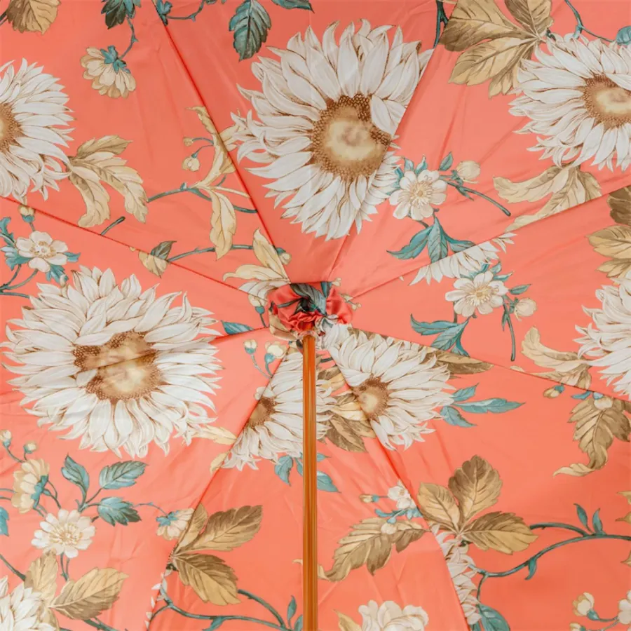 obrazek 4 Stylowy parasol damski w kolorze kości słoniowej i pomarańczowym zdobiony pięknym motywem kwiatów - Pasotti