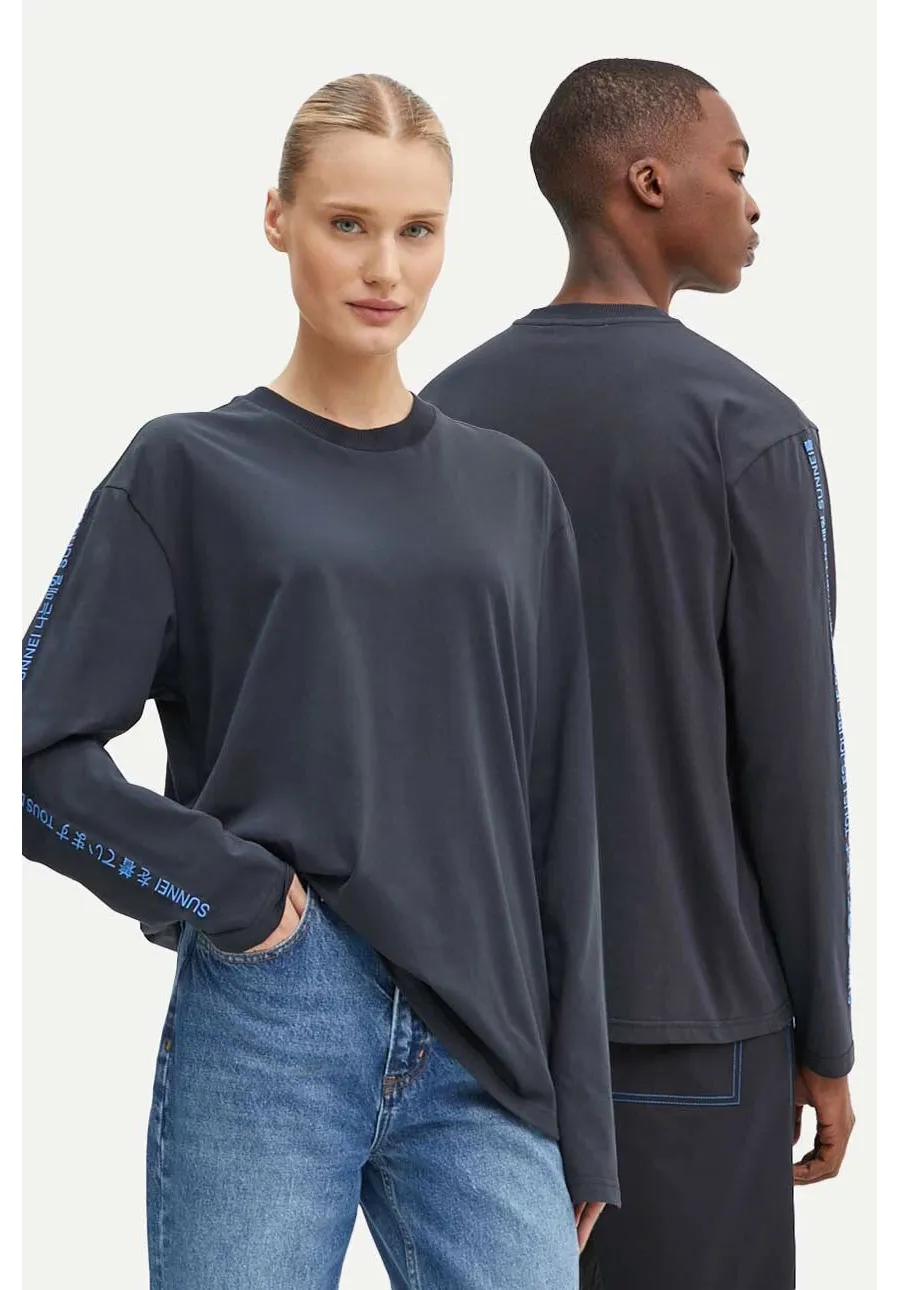 obrazek 1 Sunnei longsleeve bawełniany kolor granatowy z aplikacją RTWXJER003