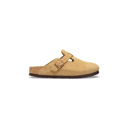 Zdjęcie Birkenstock klapki zamszowe Boston damskie kolor beżowy 1026164