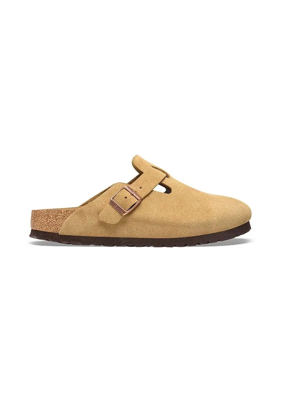 obrazek 1 Birkenstock klapki zamszowe Boston damskie kolor beżowy 1026164
