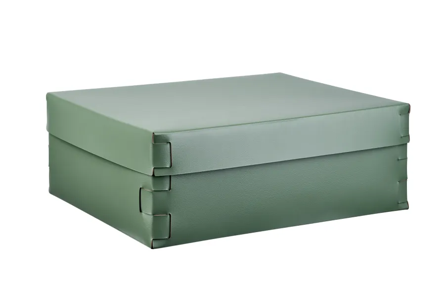 obrazek 1 Stylowe skórzane pudełko Snob 36x30xH13,5 cm w kolorze liści eukaliptusa