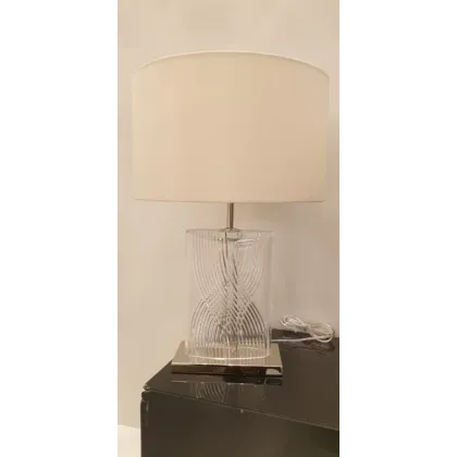 Zdjęcie Unikalna lampa stołowa z kryształu florenckiego z cylindrycznym abażurem – Il Paralume Marina