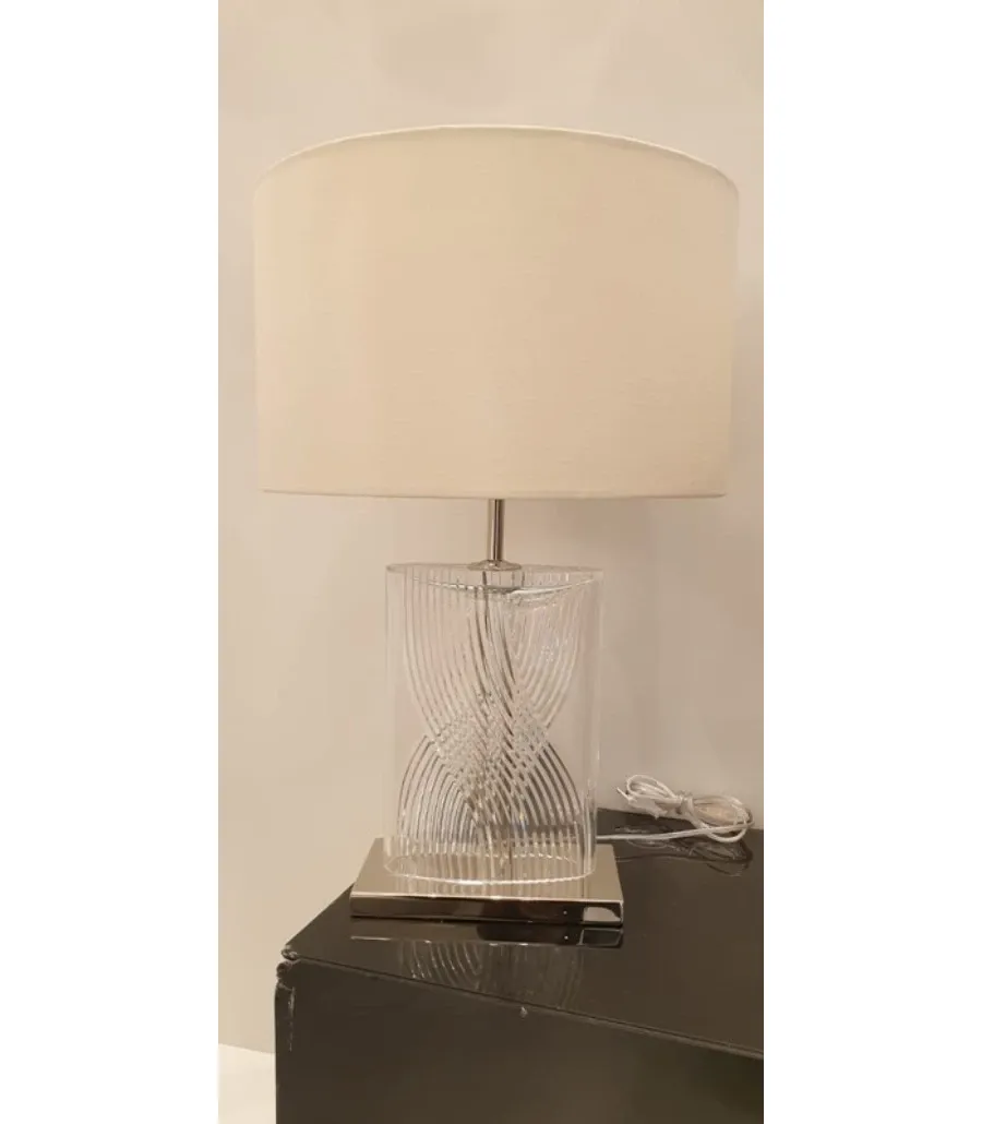 obrazek 1 Unikalna lampa stołowa z kryształu florenckiego z cylindrycznym abażurem – Il Paralume Marina