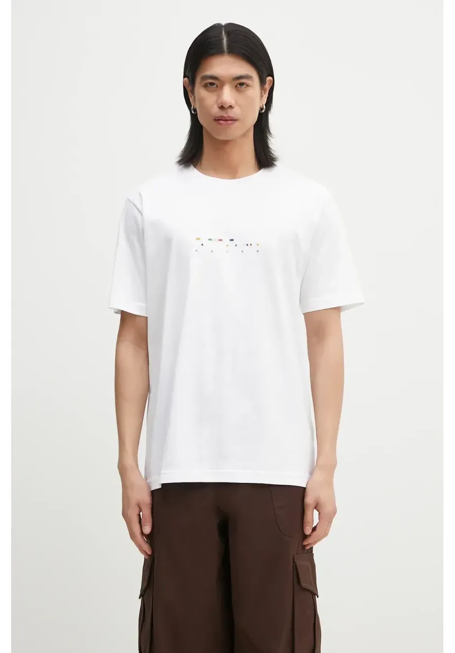 obrazek 1 Norse Projects t-shirt bawełniany Johannes Organic Code Print T-shirt męski kolor biały z nadrukiem N01.0689.0001