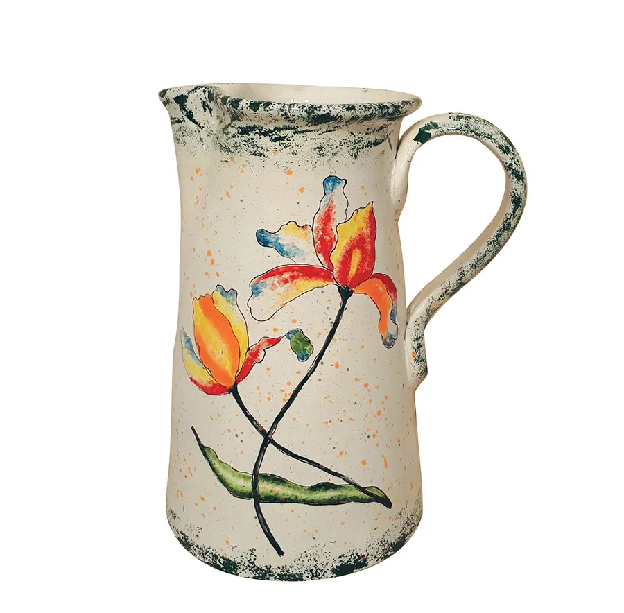 obrazek 1 Włoski ceramiczny dzbanek zdobiony stylizowanymi tulipanami