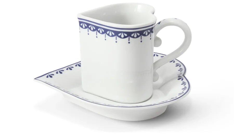 obrazek 1 Piękna filiżanka ze spodkiem z porcelany w kształcie serca z kolekcji HyggeLine - Leander