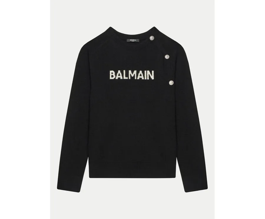 obrazek 1 Balmain Sweter BV9B00-Z2409 Czarny Regular Fit