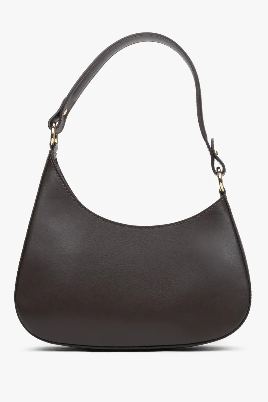 obrazek 1 Estro: Ciemnobrązowa torebka damska typu shoulder bag z włoskiej skóry naturalnej Premium