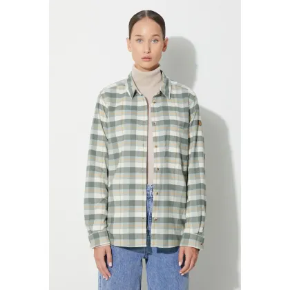 Zdjęcie Fjallraven koszula Singi damska kolor zielony regular z kołnierzykiem klasycznym