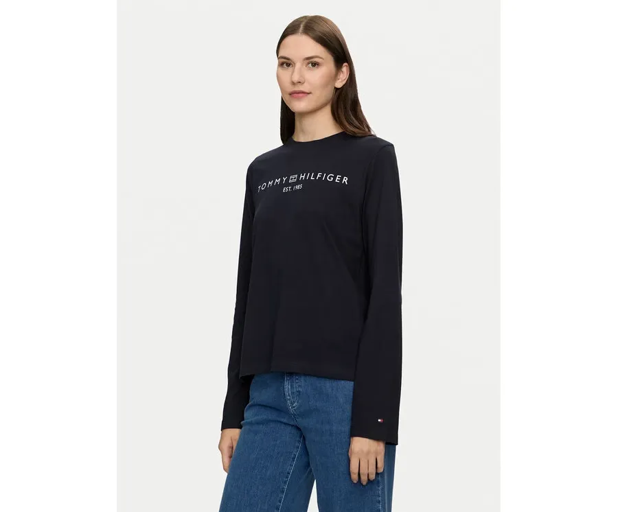 obrazek 1 Tommy Hilfiger Bluzka Logo WW0WW43620 Granatowy Regular Fit