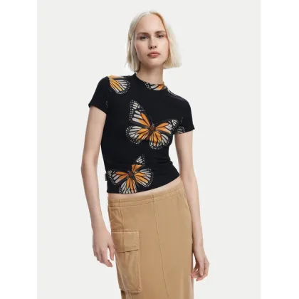 Zdjęcie Desigual T-Shirt Croise 24WWTK55 Czarny Slim Fit