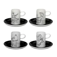 Zdjęcie Zestaw 4 porcelanowych filiżanek do kawy z talerzykami - Vista Alegre
