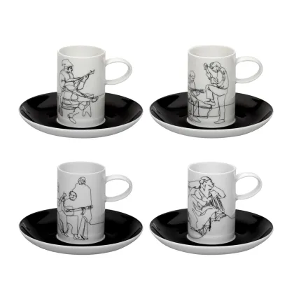Zdjęcie Zestaw 4 porcelanowych filiżanek do kawy z talerzykami - Vista Alegre