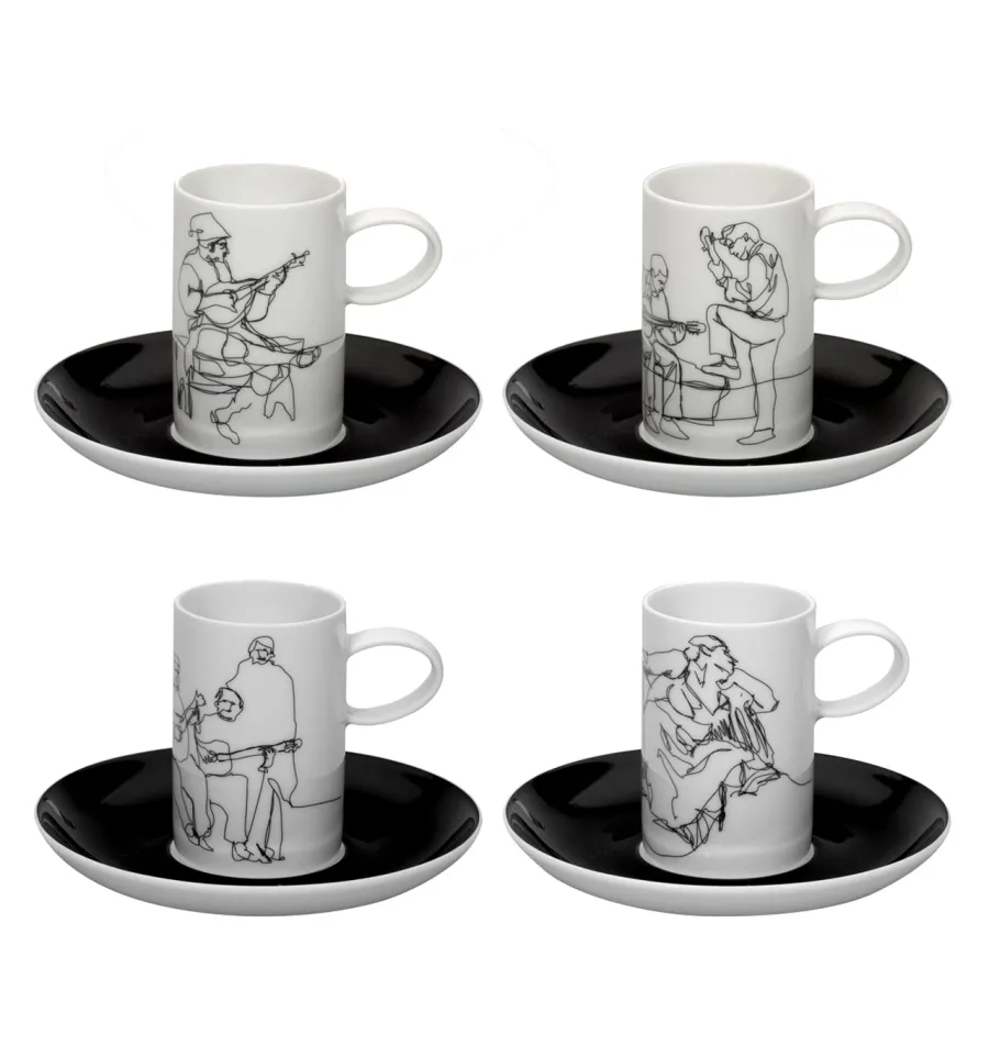 obrazek 1 Zestaw 4 porcelanowych filiżanek do kawy z talerzykami - Vista Alegre
