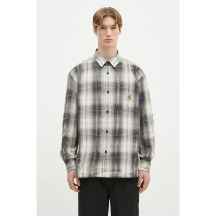 Zdjęcie Carhartt WIP koszula Longsleeve Blanton Shirt męska kolor beżowy regular z kołnierzykiem klasycznym I034379.2MEXX