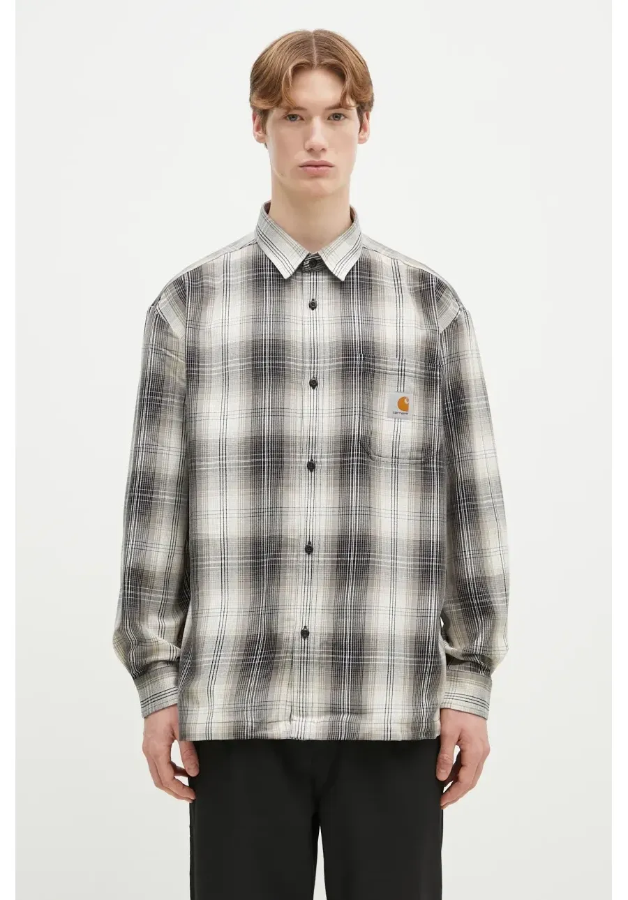 obrazek 1 Carhartt WIP koszula Longsleeve Blanton Shirt męska kolor beżowy regular z kołnierzykiem klasycznym I034379.2MEXX