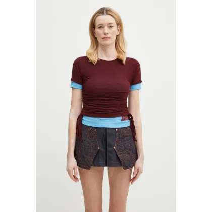 Zdjęcie Andersson Bell t-shirt z domieszką wełny Cindy String Layred damski kolor bordowy atb1265w