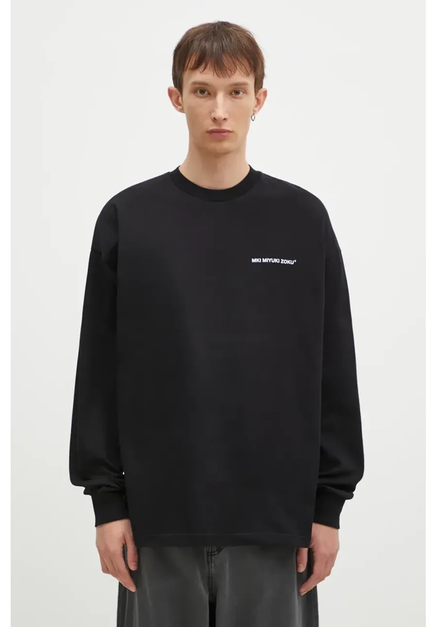 obrazek 1 MKI MIYUKI ZOKU longsleeve bawełniany Uniform Long Sleeve Tee kolor czarny gładki UNIFORM.LONG.SLEEVE.TEE