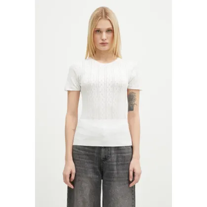 Zdjęcie JW Anderson bluzka z domieszką kaszmiru Pointelle Cap Sleeve Top kolor biały gładka KW1276.YN0389.001