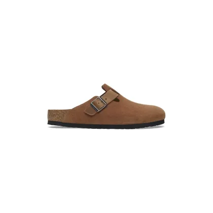 Zdjęcie Birkenstock klapki zamszowe Boston LEVE/LEOI damskie kolor brązowy 1029185