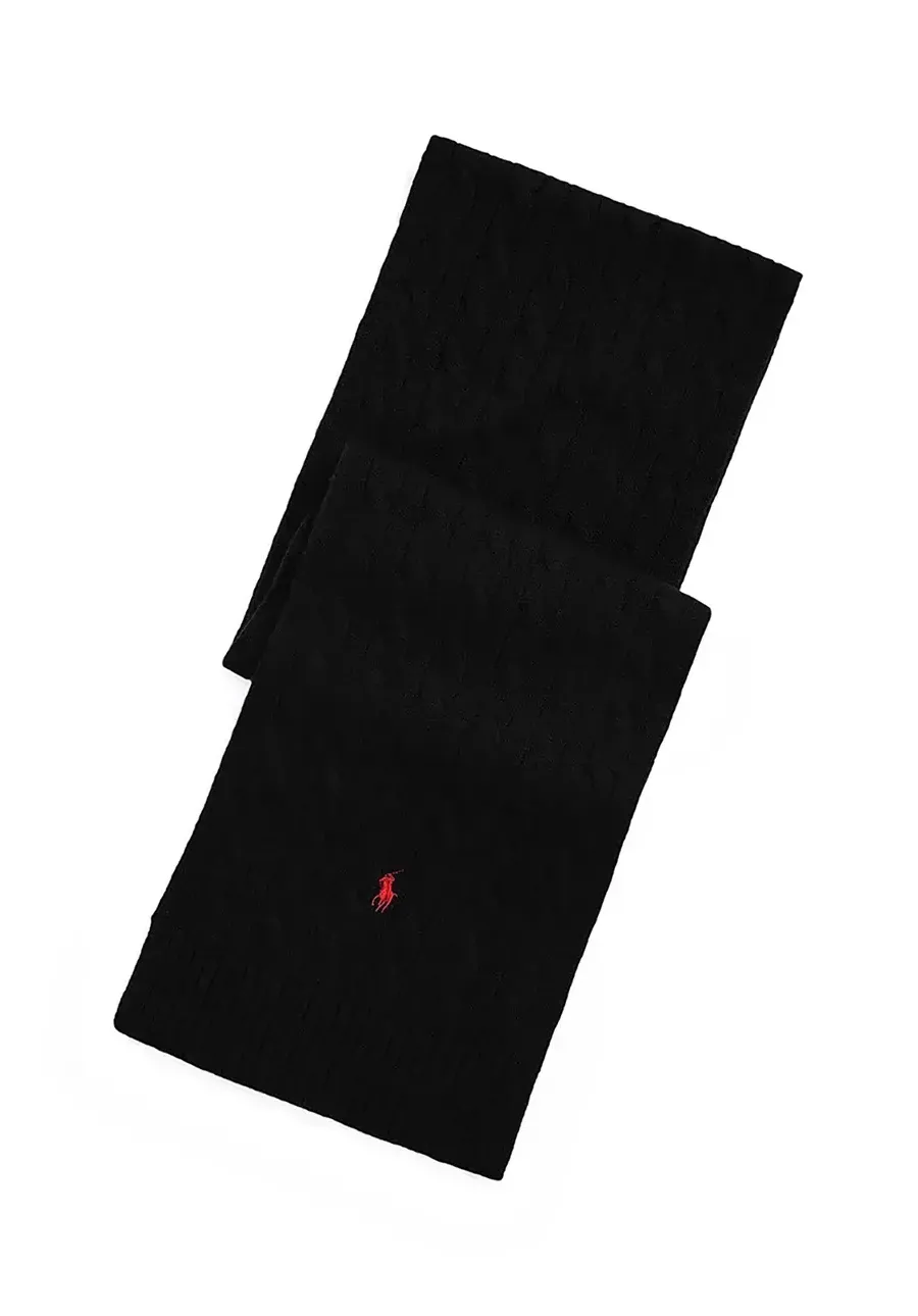 obrazek 1 Polo Ralph Lauren szalik Classic Cable Scarf męski kolor czarny z aplikacją 449959345