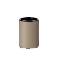 Picture Leather cup holder Ø7xH10.5 cm in cappuccino color with chrome rim